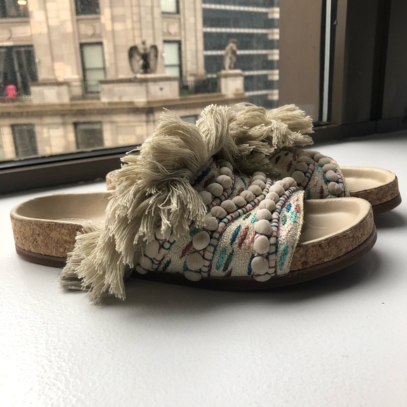 Chloe Nolan Tapestry Fringe Slide Sandal - Picture 3 of 4